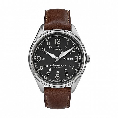 Waterbury Traditional Day Date 42mm Leather Strap - Brown